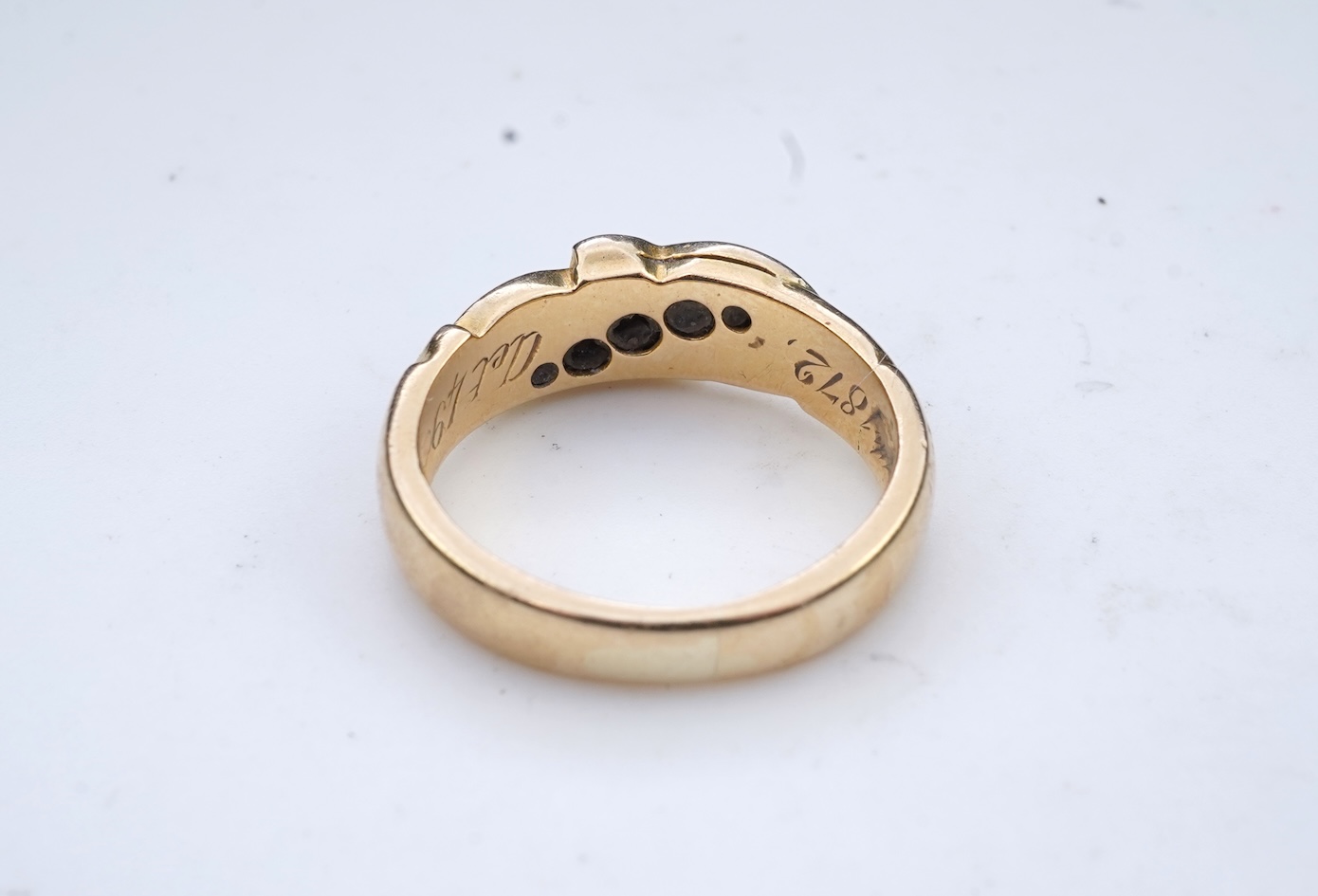 A Victorian enamel and diamond mourning ring, circa 1872
